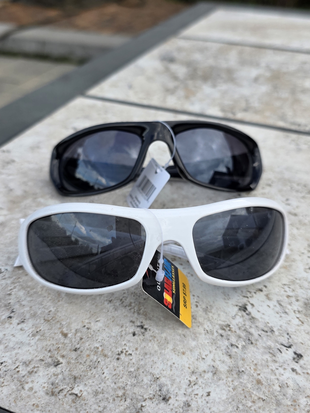 Solar Flair Sunglasses 2 Pair Bundle Black White Wraparound NWT